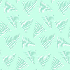 Pastel light colors seamless pattern with tropical leaves. Nice trendy vector summer exotic leaves texture for textile, wrapping paper, background, surface, cover, web design