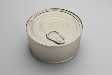 3d rendering metal  can for preserve isolated on white mock up