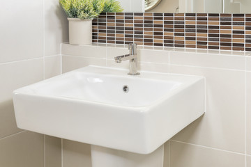 sink and faucet in bathroom
