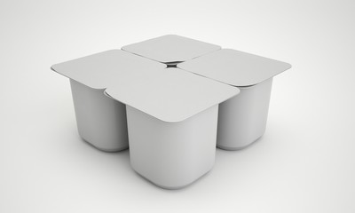 White blank plastic container for sour cream, yogurt, jams and other products. MockUp Template For Your Design. 3D illustration