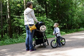 Mother with son in park