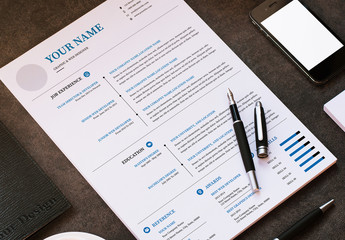 Resume and Cover Letter Layout with Blue Accents 2