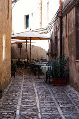 Fototapeta na wymiar Ancient stone streets in Erice, Sicily, Italy