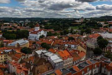 Fototapeta na wymiar Orthodox church of Holy Mother of God and panorama city Vilnius, Lithuania