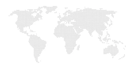 Fotobehang Weltkarte aus hellgrauen Punkten © kebox