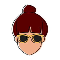 Young woman cartoonwith sunglasses icon vector illustration graphic design