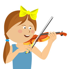 Cute little girl with string playing violin