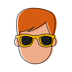 Young man cartoon with sunglasses icon vector illustration graphic design icon vector illustration graphic design