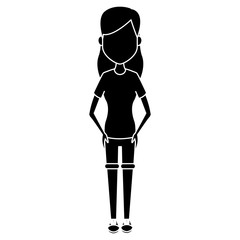 Young woman cartoon icon vector illustration graphic design