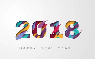 2018 happy new year, abstract design 3d, vector illustration