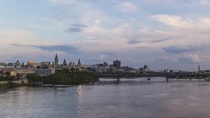 Downtown Ottawa City Skyline Day to Night Time Lapse
