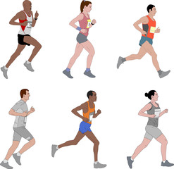 Fototapeta na wymiar runners,detailed illustration - vector