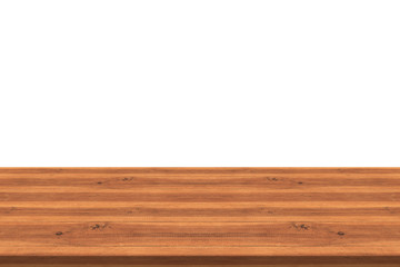 Empty teak wood table top on white background,space montage you product