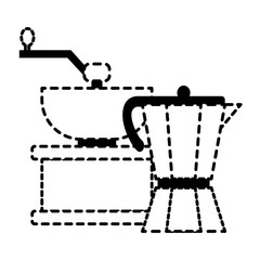 italian coffee maker and grinder icon over white background vector illustration