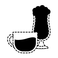 coffee cup and coffee drink icon over white background vector illustration