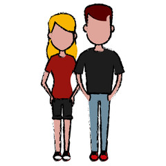 Young couple cartoon icon vector illustration graphic design