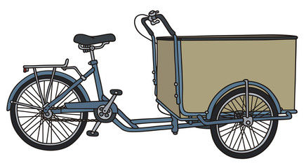 Classic blue freight tricycle rickshaw - obrazy, fototapety, plakaty