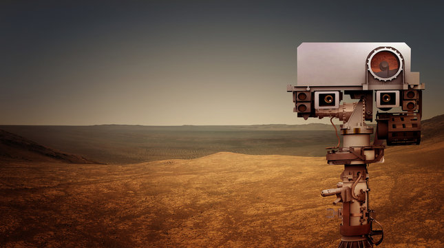 Mars Rover explores the red planet. Elements of this image furnished by NASA.
