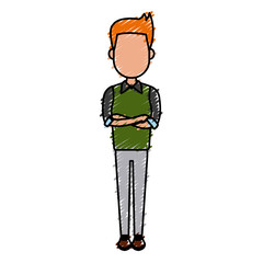 Young man cartoon icon vector illustration graphic design