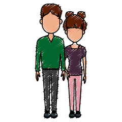 Young couple cartoon icon vector illustration graphic design