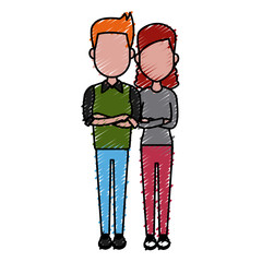 Young couple cartoon icon vector illustration graphic design