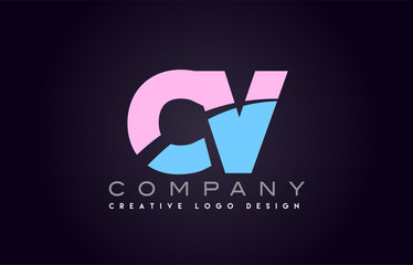 cv alphabet letter join joined letter logo design
