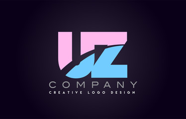 uz alphabet letter join joined letter logo design