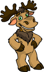 painted cartoon character - reindeer on white background