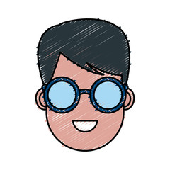 Young man cartoon with sunglasses icon vector illustration graphic design
