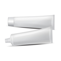 Set of vector plastic tube for medicine or cosmetics - toothpaste, cream, gel, skin care. Packaging mockup template