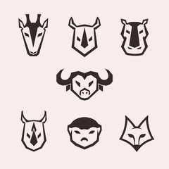 Set of animal head icons. Logo for your project. Vector illustration.