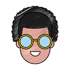 Young man cartoon with sunglasses icon vector illustration graphic design