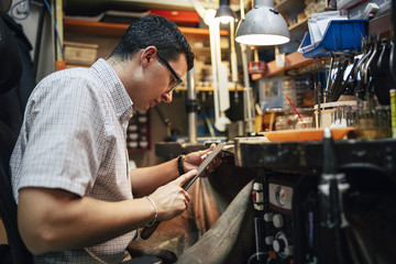 Craftsman working at his table
