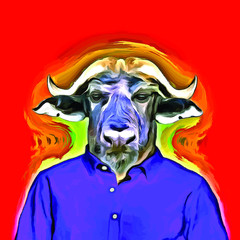 Man with animal head illustration