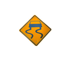 slippery road sign