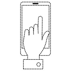 hand human with smartphone device isolated icon