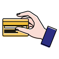 hand human with credit card isolated icon