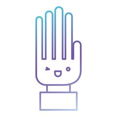 hand cartoon kawaii in color gradient silhouette from purple to blue vector illustration