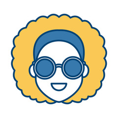 Young woman cartoonwith sunglasses icon vector illustration graphic design