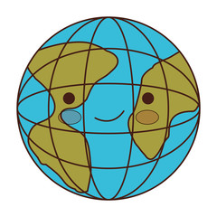 globe world cartoon kawaii in colorful silhouette vector illustration
