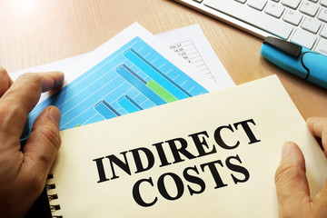 Book with name indirect costs. Business concept. - obrazy, fototapety, plakaty