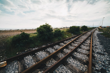 Fototapeta premium close up of a Death Railway perspective concept.