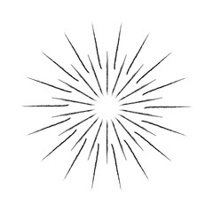 Linear drawing of rays of the sun in vintage style for web design