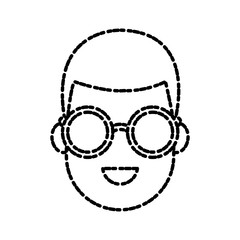 Young man cartoon with sunglasses icon vector illustration graphic design