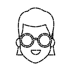 Young woman cartoonwith sunglasses icon vector illustration graphic design