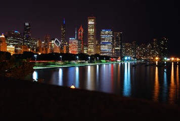 Chicago night skyline, Usa.