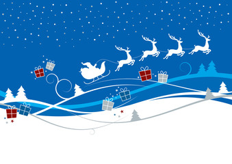 Naklejka premium Winter Landscape with Santa Claus