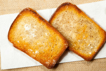Toast on white background