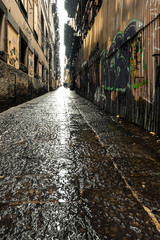 Street view of old town in Naples city, italy Europe