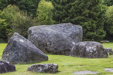 a beautiful stone garden created from many stones
